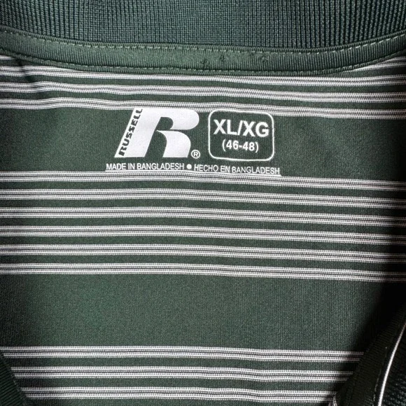 Russell Athletic Men Green Striped Polo Shirt University of Miami U Logo XL - Picture 5 of 10